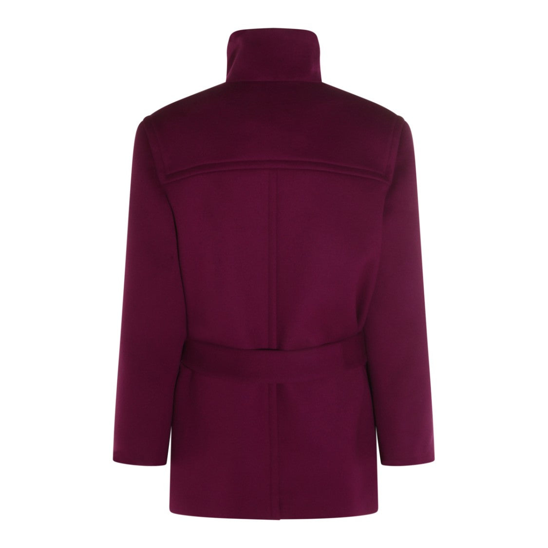 Saint Laurent Violet Wool Short Coat With Structured Design And Waist Belt