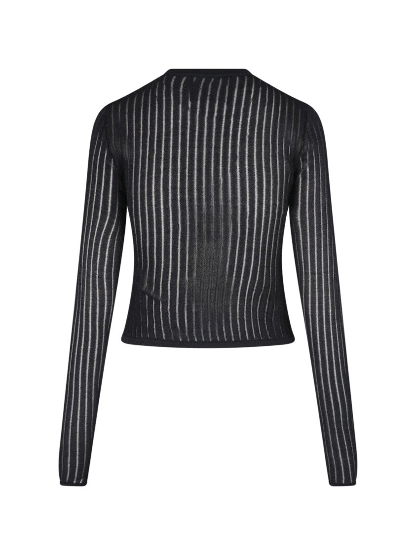 Dondup Black Lurex Knit Ribbed Top