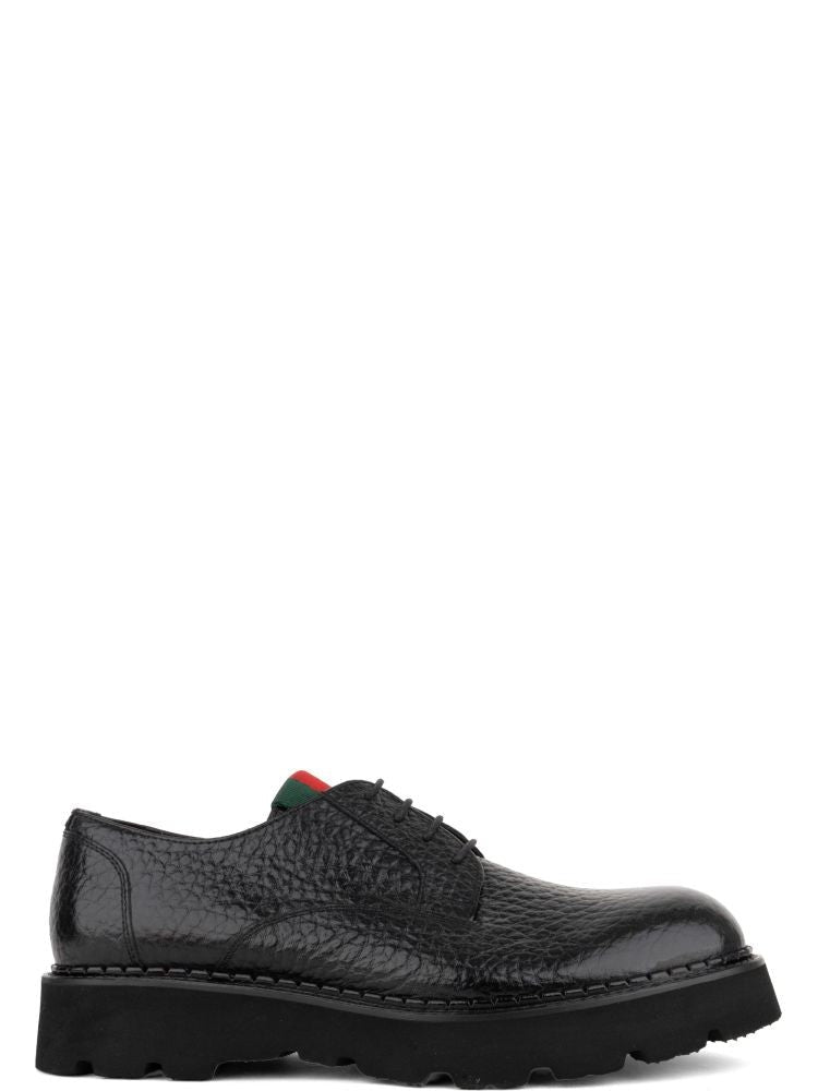 John Harrison Black Leather Rugged Sole Lace-Up Shoes