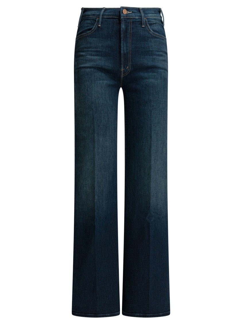 Mother Wide-Leg High-Waist Denim Trousers With Zippered Front Flap