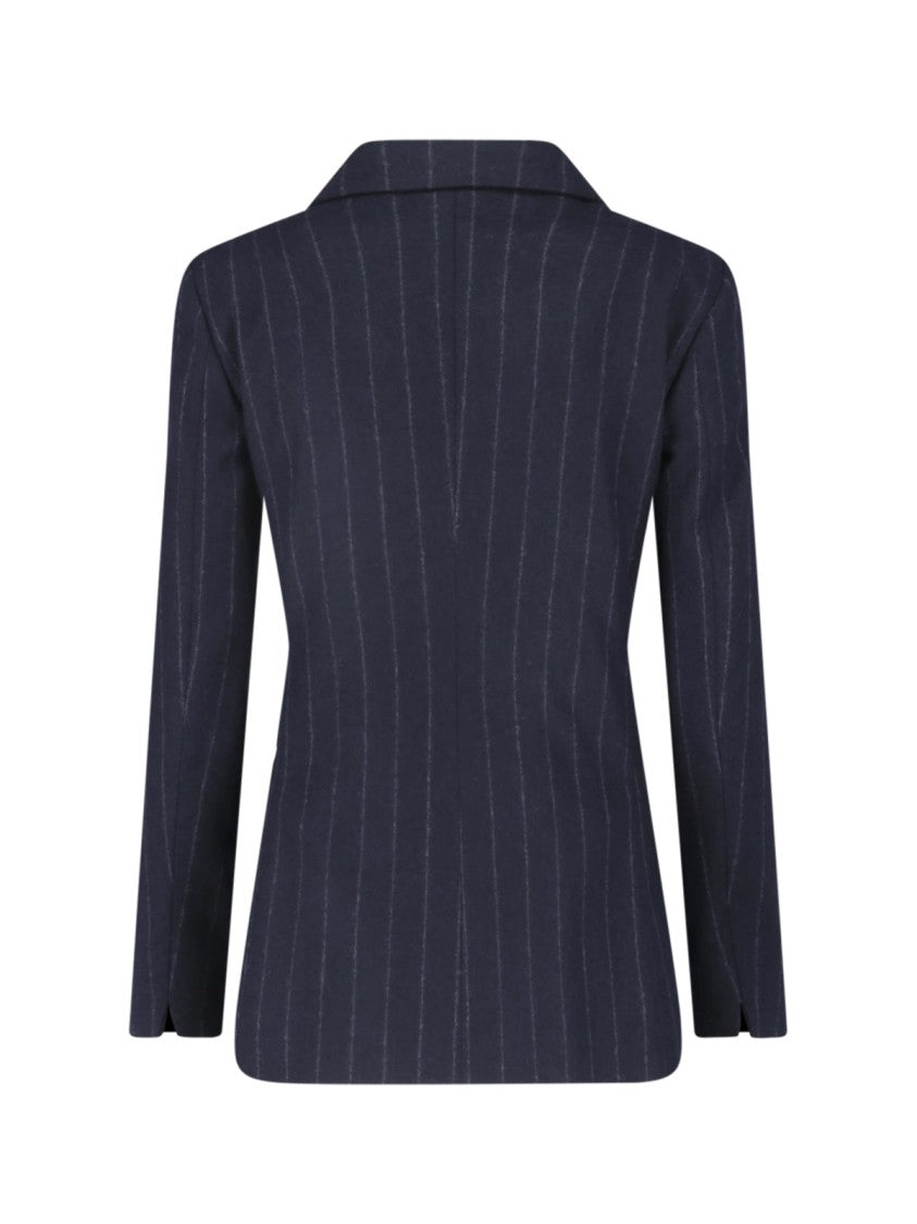 Lardini Blue Pinstripe Wool Double-Breasted Blazer