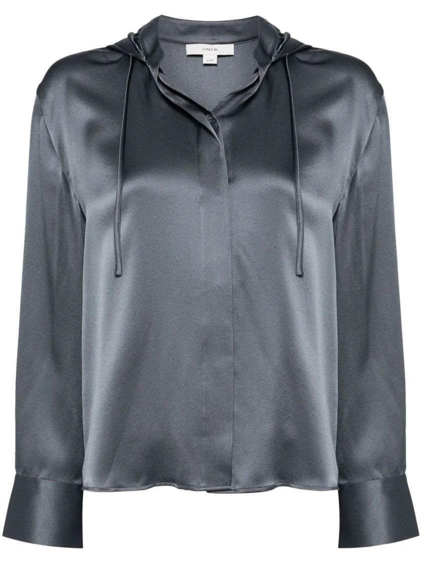 Vince Silk Hooded Shirt