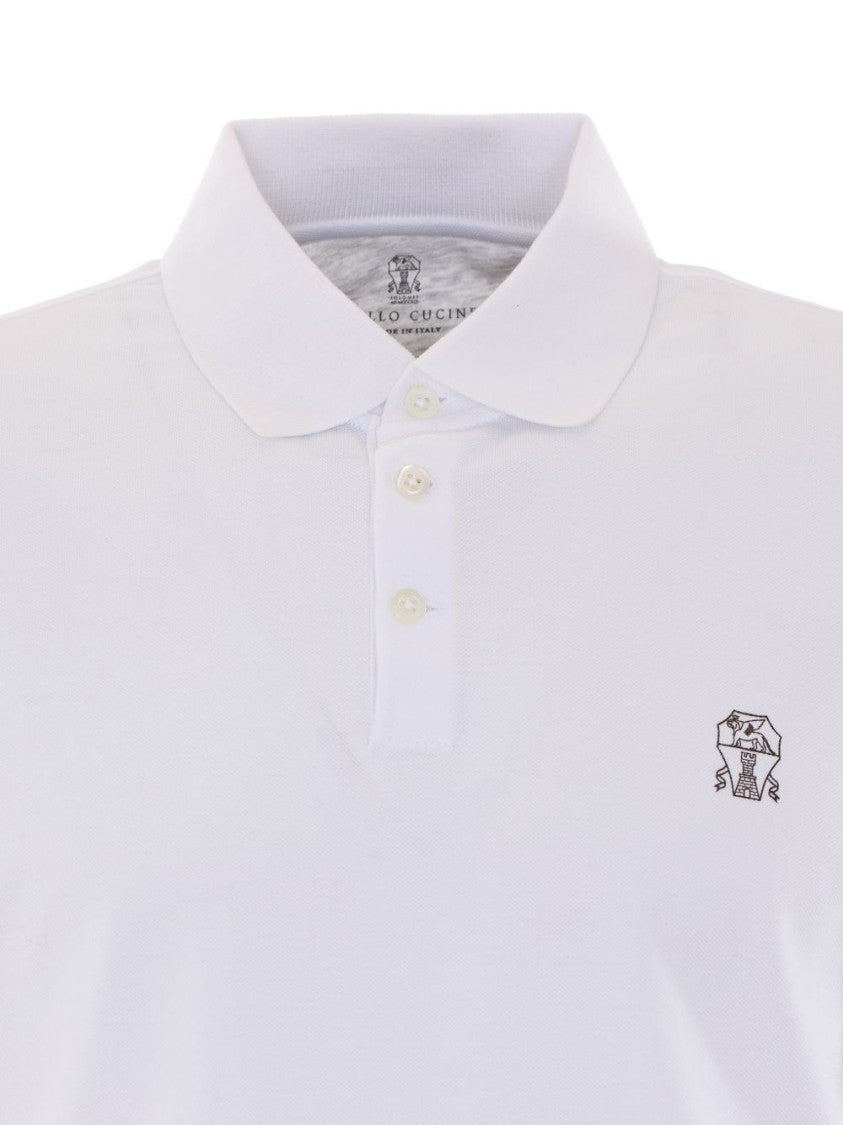 Brunello Cucinelli Textured Embroidered Short-Sleeve Polo Shirt