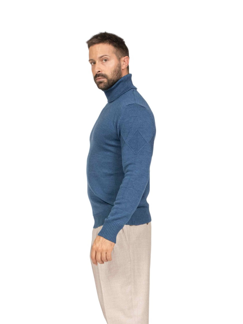 Ballantyne Black Diamond Pattern Wool Turtleneck Sweater