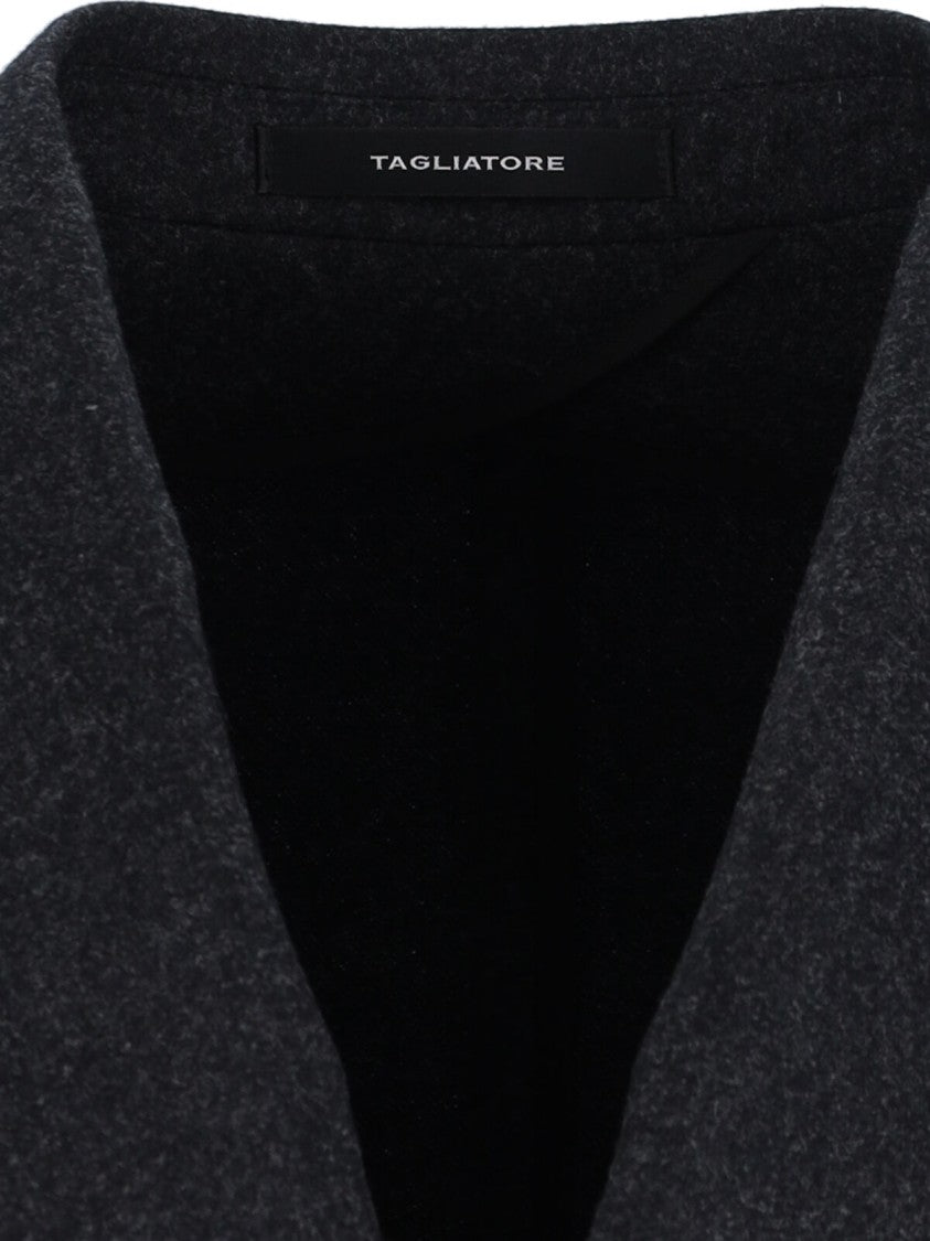 Tagliatore Double-Breasted Virgin Wool Blazer With Silver Detail