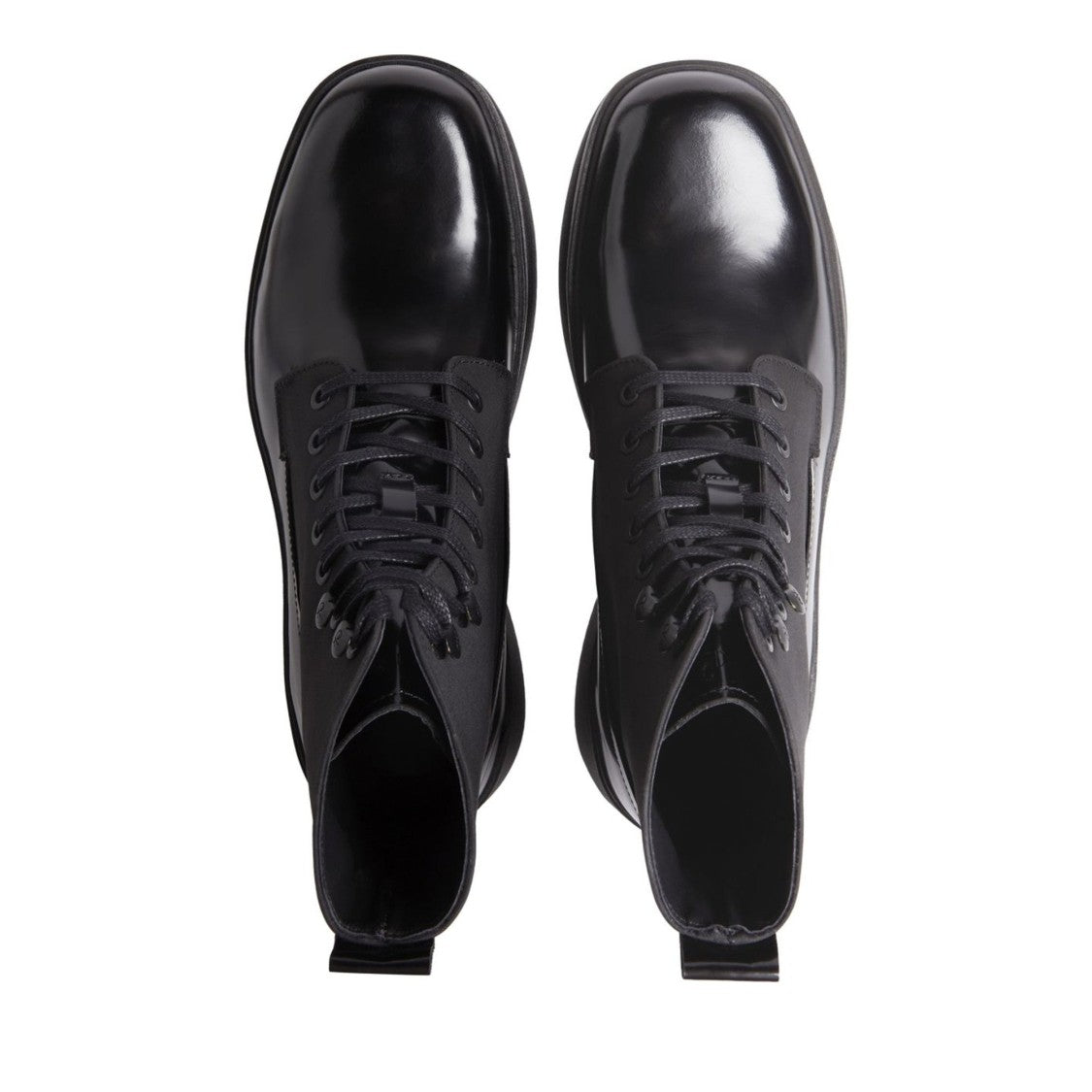 Calvin Klein Black Refined Lace-Up Leather Fabric Ankle Boots