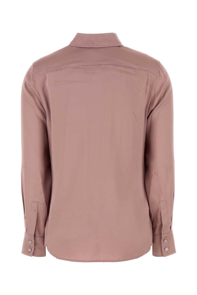 Mm Studio Pink Stretch Satin Baden Shirt