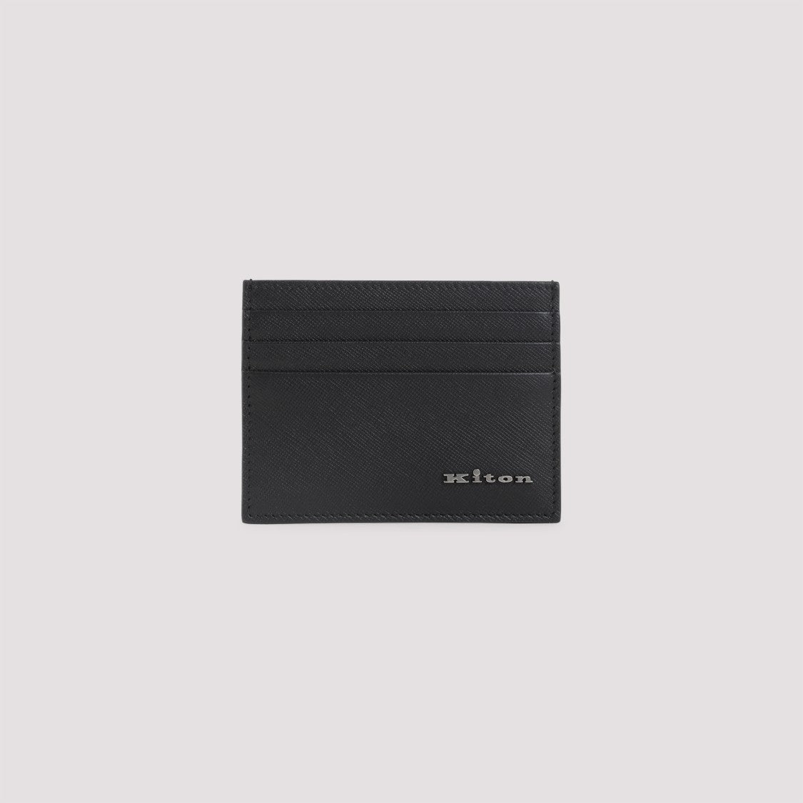 Kiton Black Calf Leather Card Holder