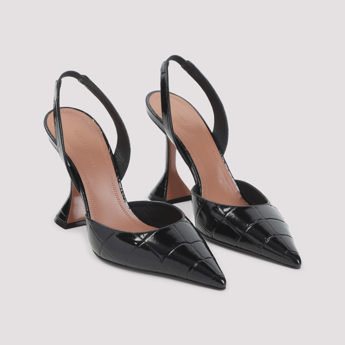 Amina Muaddi 9.5Cm Heel 100% Leather Slippers