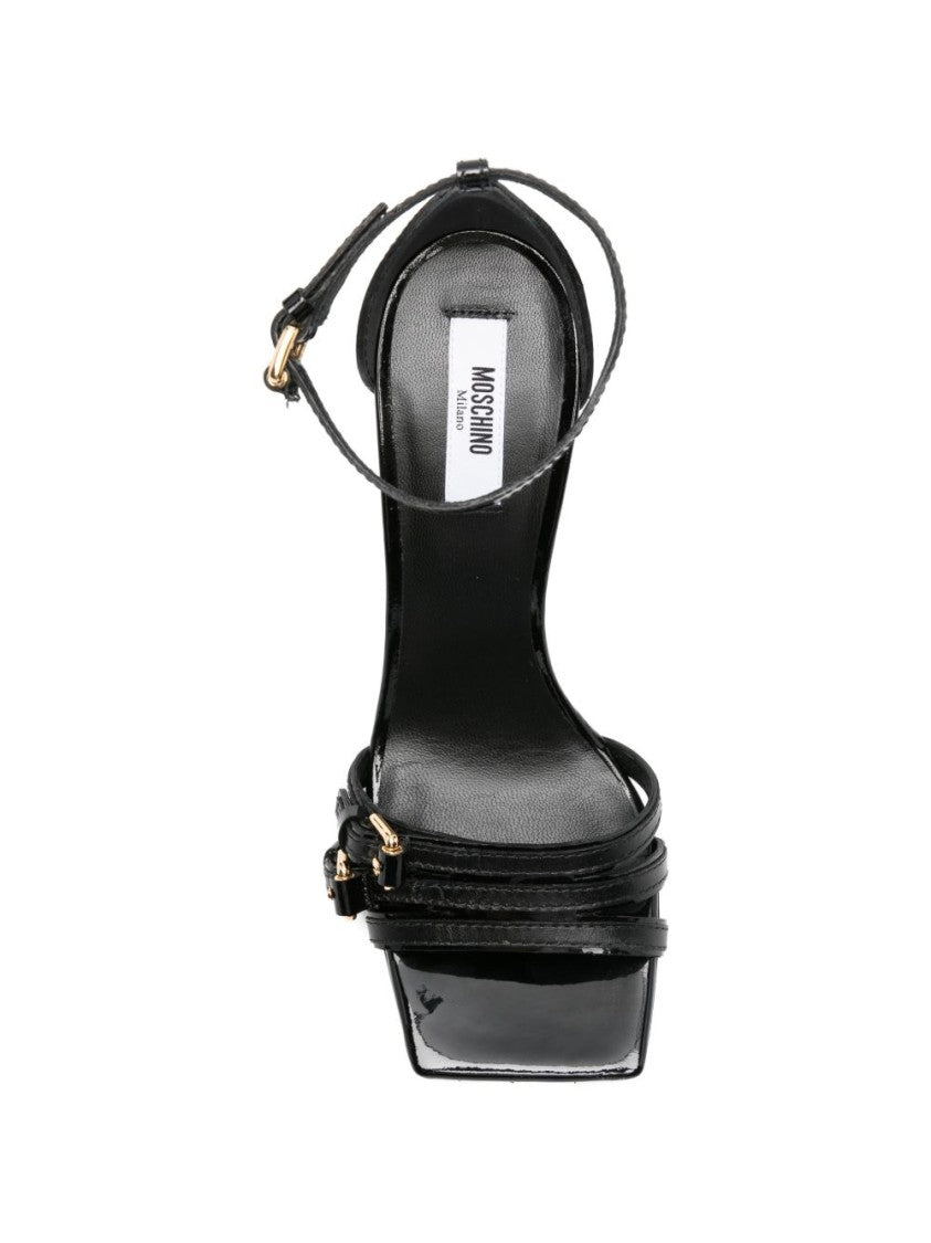 Moschino Black Polka Dot Ankle Strap Sandals