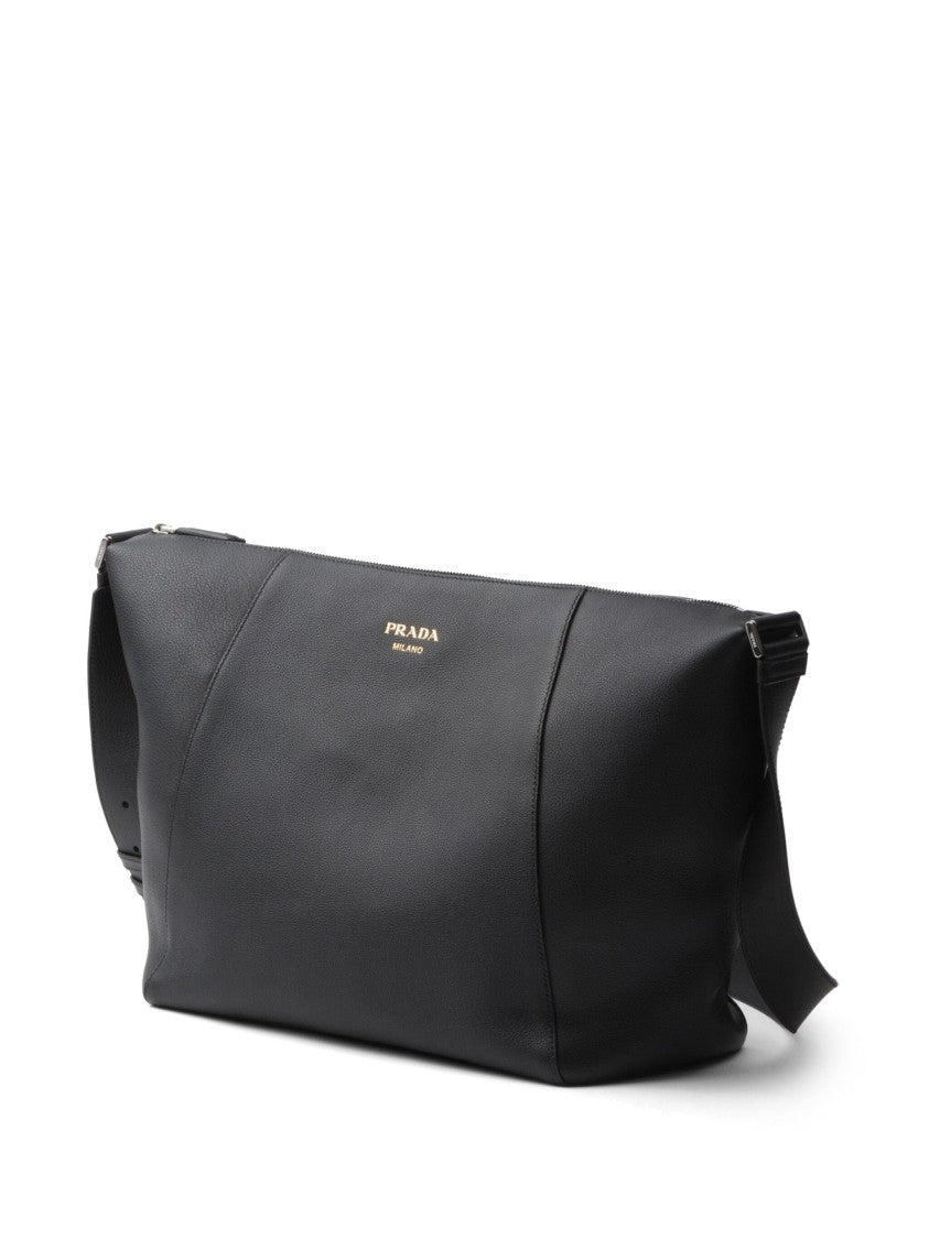 Prada Black Bandoleira Soft Grain Leather Satchel