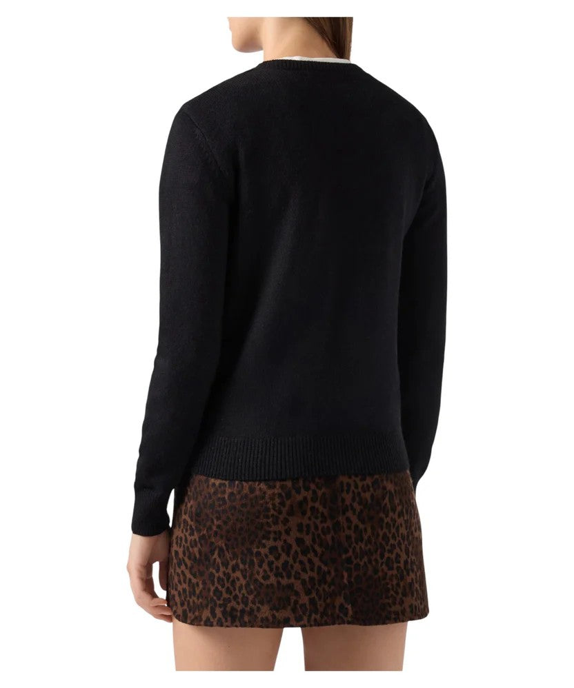 Mc2 Saint Barth Classic Round Neck Pullover With Gold Embroidery