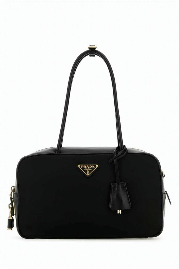 Prada Rectangular Shoulder Bag In Recycled Polyamide With Lock Detail