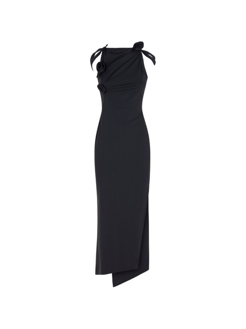 Coperni Asymmetrical Midi Dress With Rosette Detail