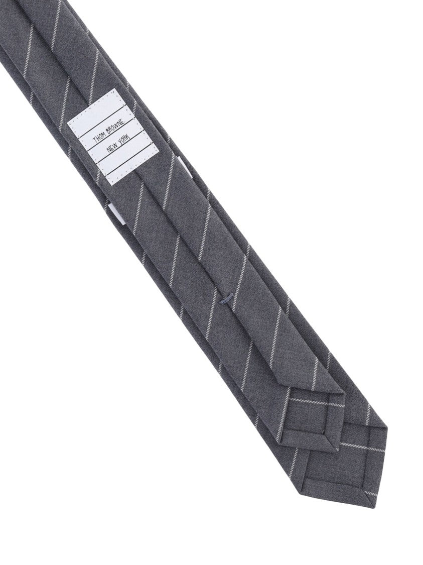 Thom Browne Grey Striped Wool Tie