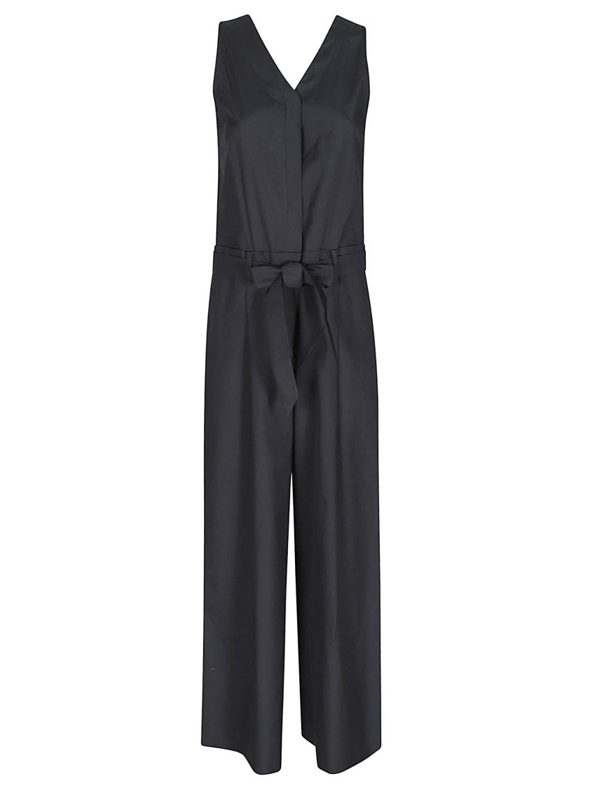 Max Mara Blue Sleeveless Wide Leg Jumpsuit