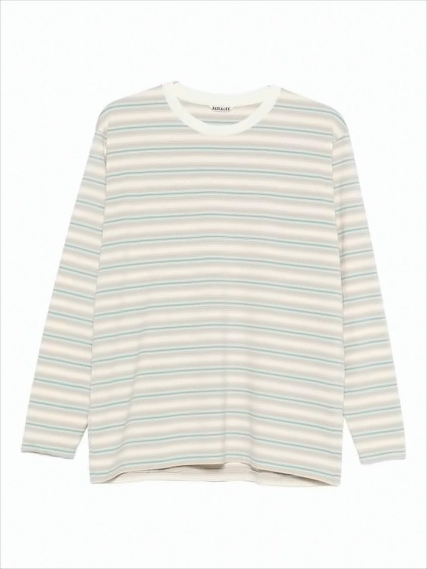 Auralee Striped Long-Sleeve Crew Neck T-Shirt