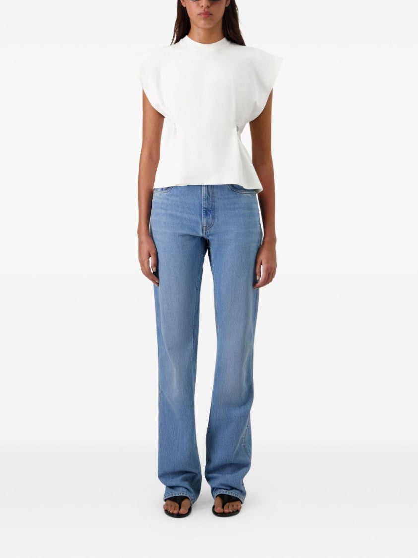 Coperni Cap Sleeve White Top With Adjustable Snap Buttons