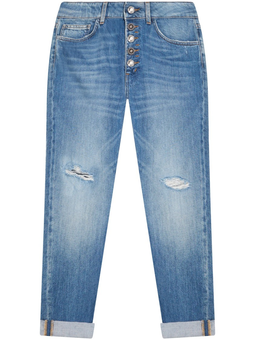 Dondup Mid-Rise Denim Trousers With Tapered Leg