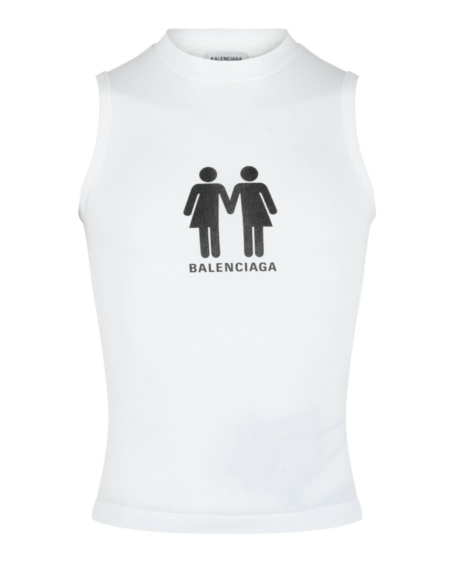 Balenciaga Fitted Round Neck Graphic Tank With Pride Motif