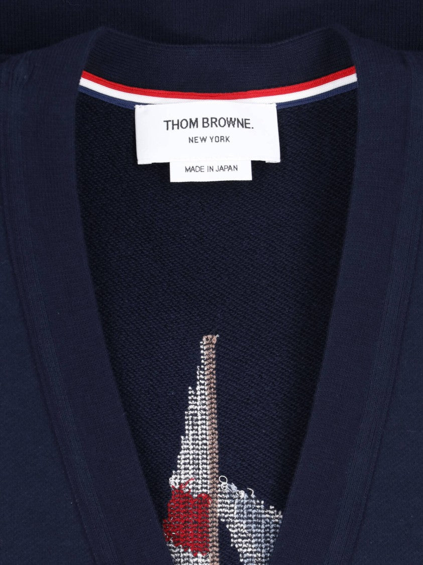 Thom Browne Blue 4-Bar Cotton Cardigan