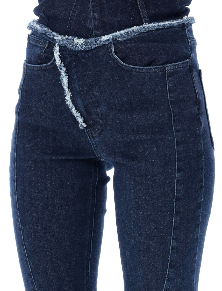 Ottolinger Raw-Edge Drape Denim Pants
