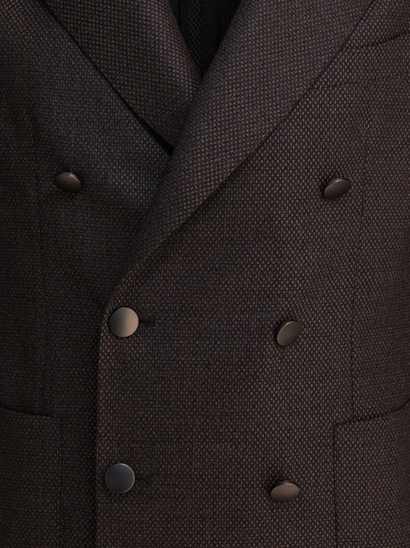 Tagliatore Textured Wool Double-Breasted Jacket With Wide Lapels