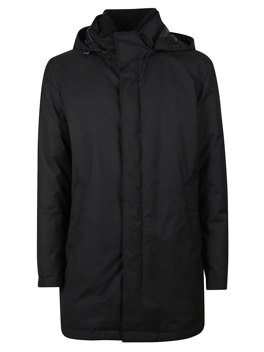 Herno Herno Minimalist Black Coat With Hood