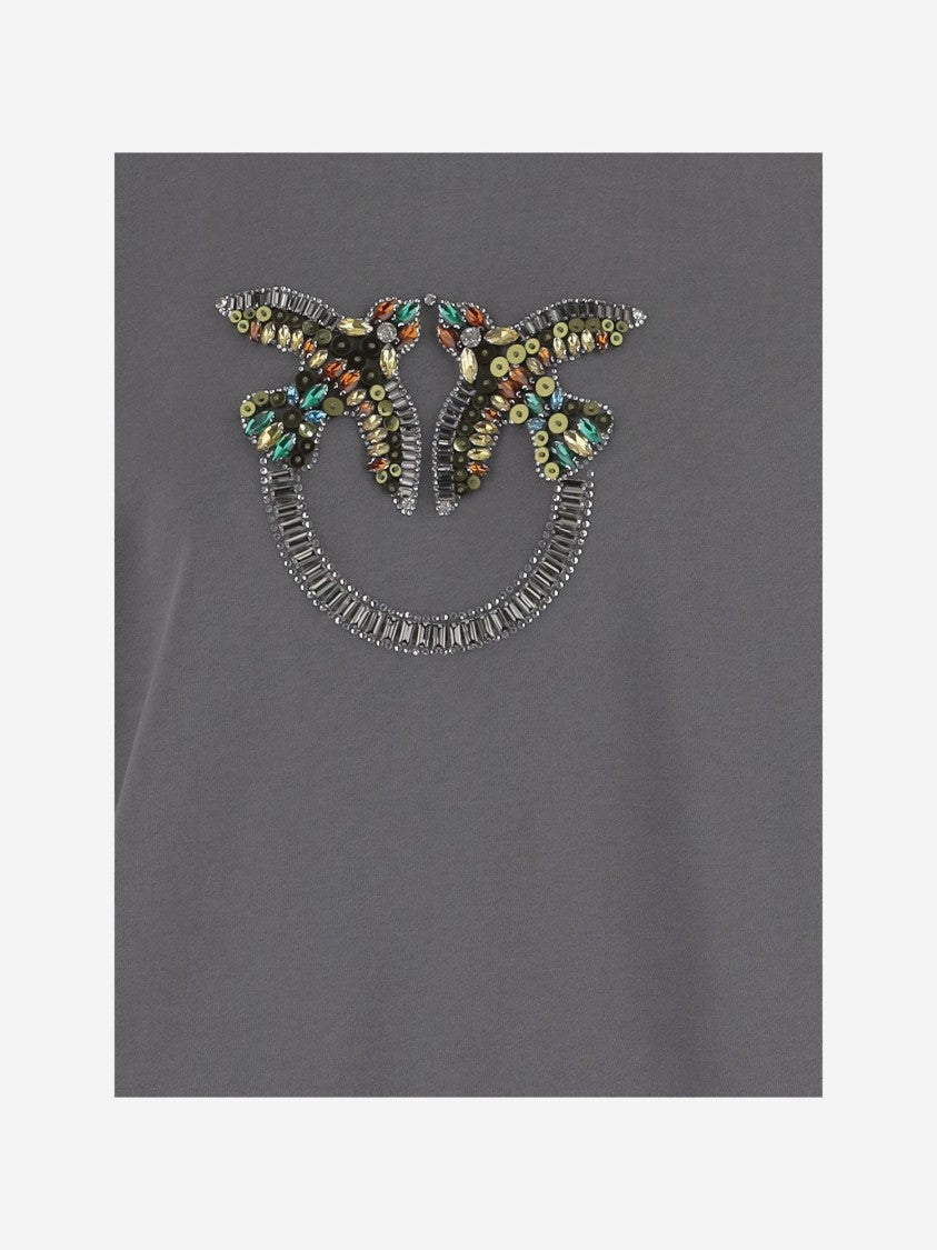 Pinko Embellished Cotton Sweatshirt With Front Logo