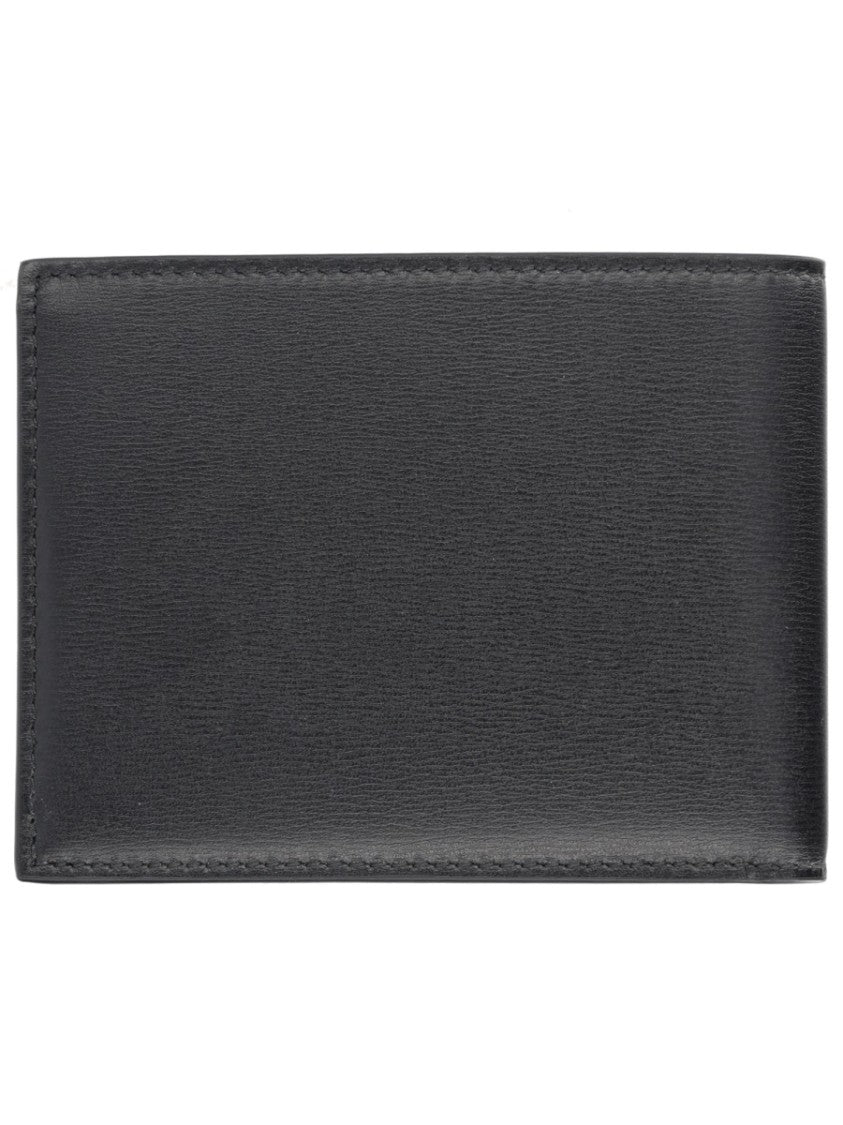 Ferragamo Rectangular Black Leather Wallet With Discreet Logo