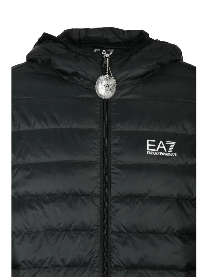 Ea7 Emporio Armani Black Centogrammi Padded Polyamide Down Jacket