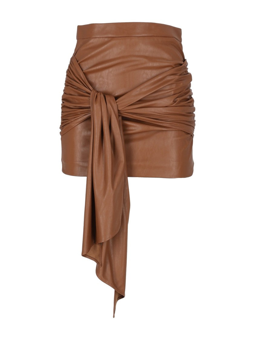 Elisabetta Franchi Ruched Mini Skirt With Draped Tie Detail