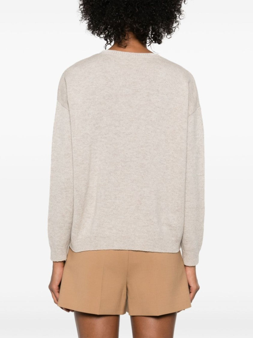 Max Mara Relaxed Fit Knit Sweater With Embroidered Floral Motif