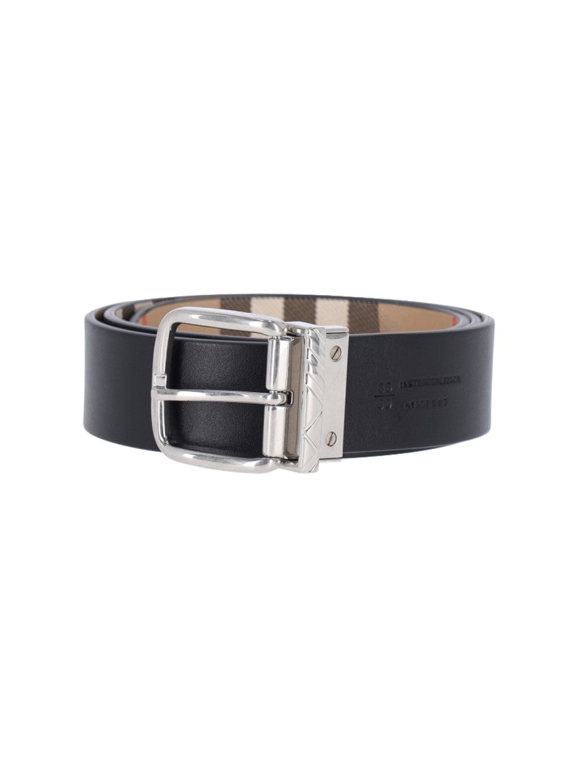 Burberry Reversible Check Belt With Leather