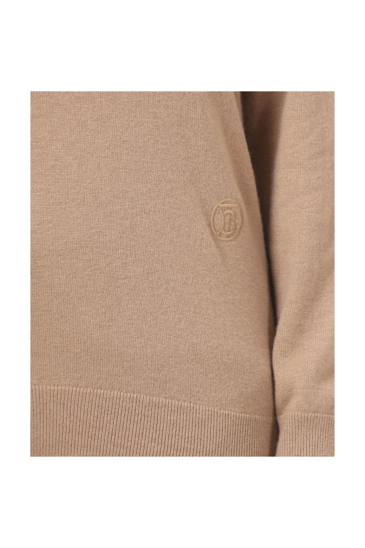Burberry Camel Striped Collar Cashmere Sweater