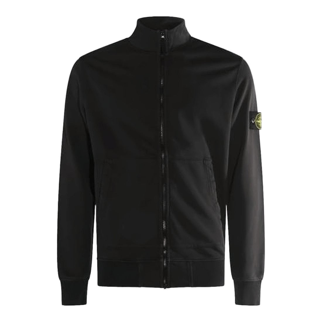 Stone Island Zip-Up Black Sweatshirt With High Collar