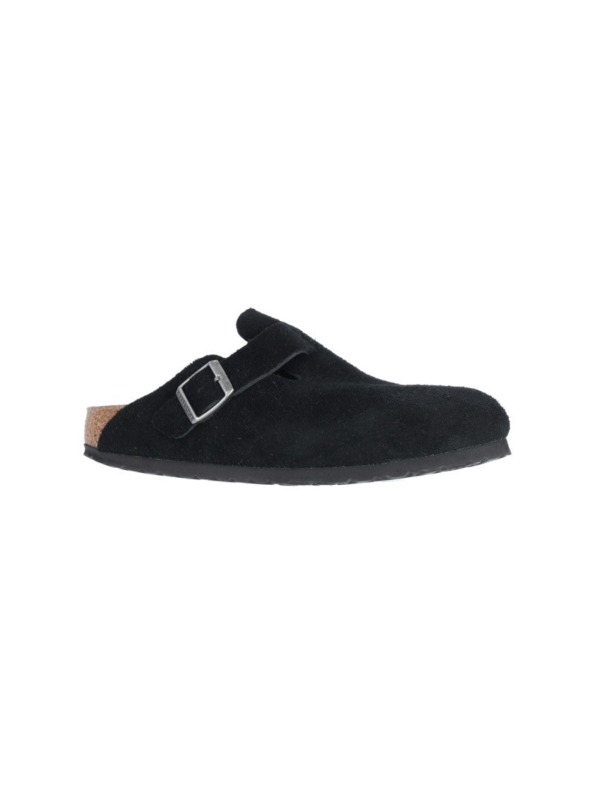 Birkenstock Suede 'Boston' Mules With Adjustable Strap And Anatomical Footbed