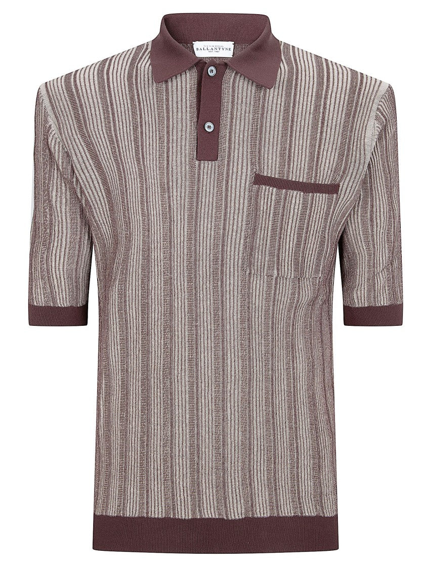 Ballantyne Textured Striped Polo Shirt With Classic Collar And Chest Pocket