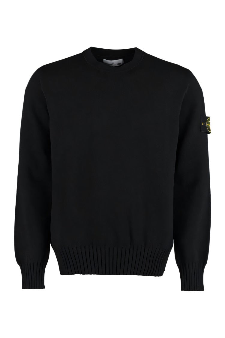 Stone Island Classic Crew Neck Knit Sweater With Logo Patch