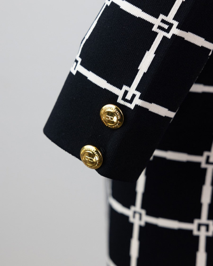 Elisabetta Franchi Jacquard Logo Dress With Boat Neck