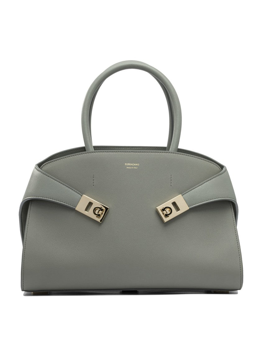Ferragamo Structured Grey Leather Handbag