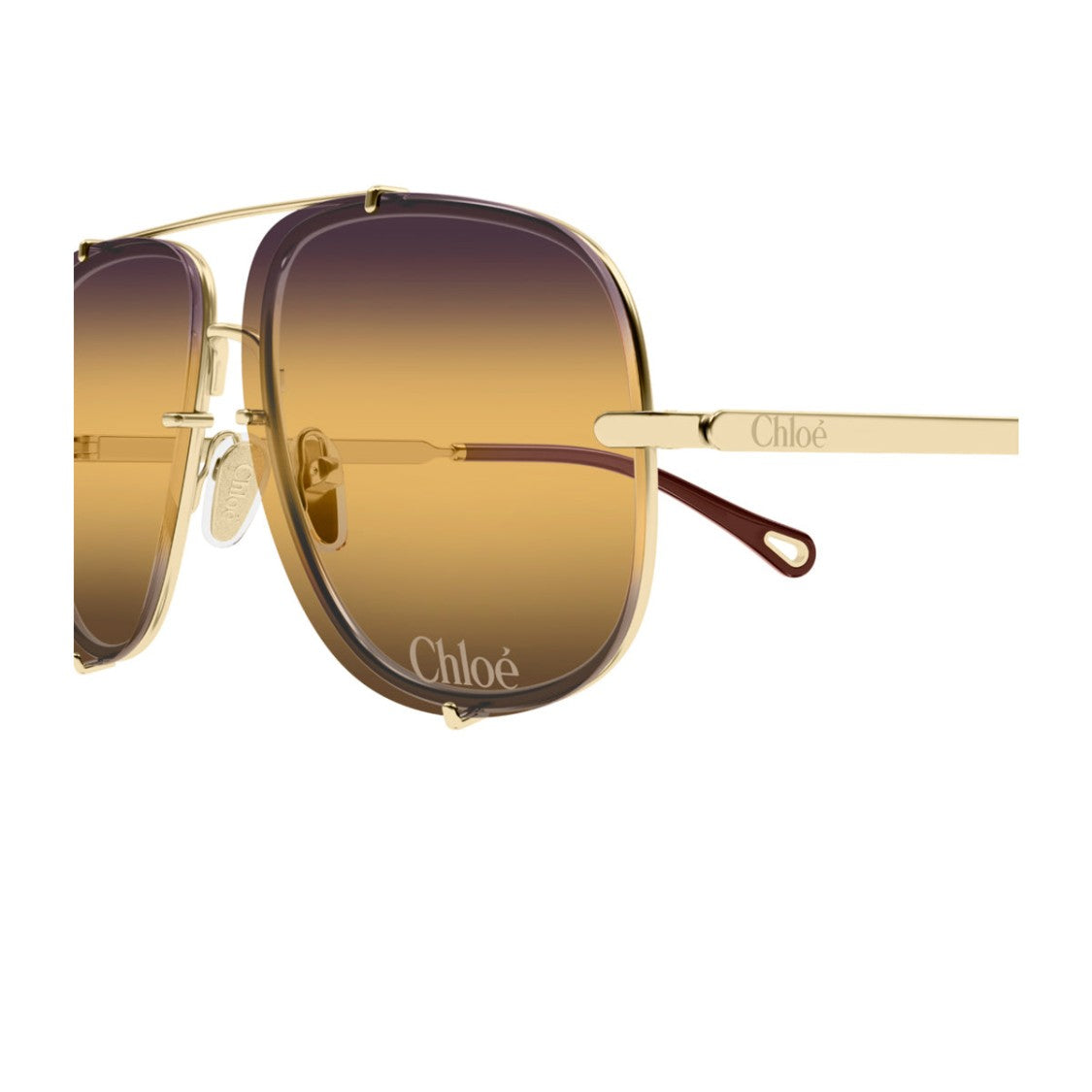 Chloé Gold Ch0348s Oversized Square Metal Sunglasses