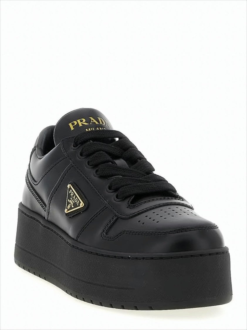 Prada Calf Leather Sneakers With Perforated Detailing