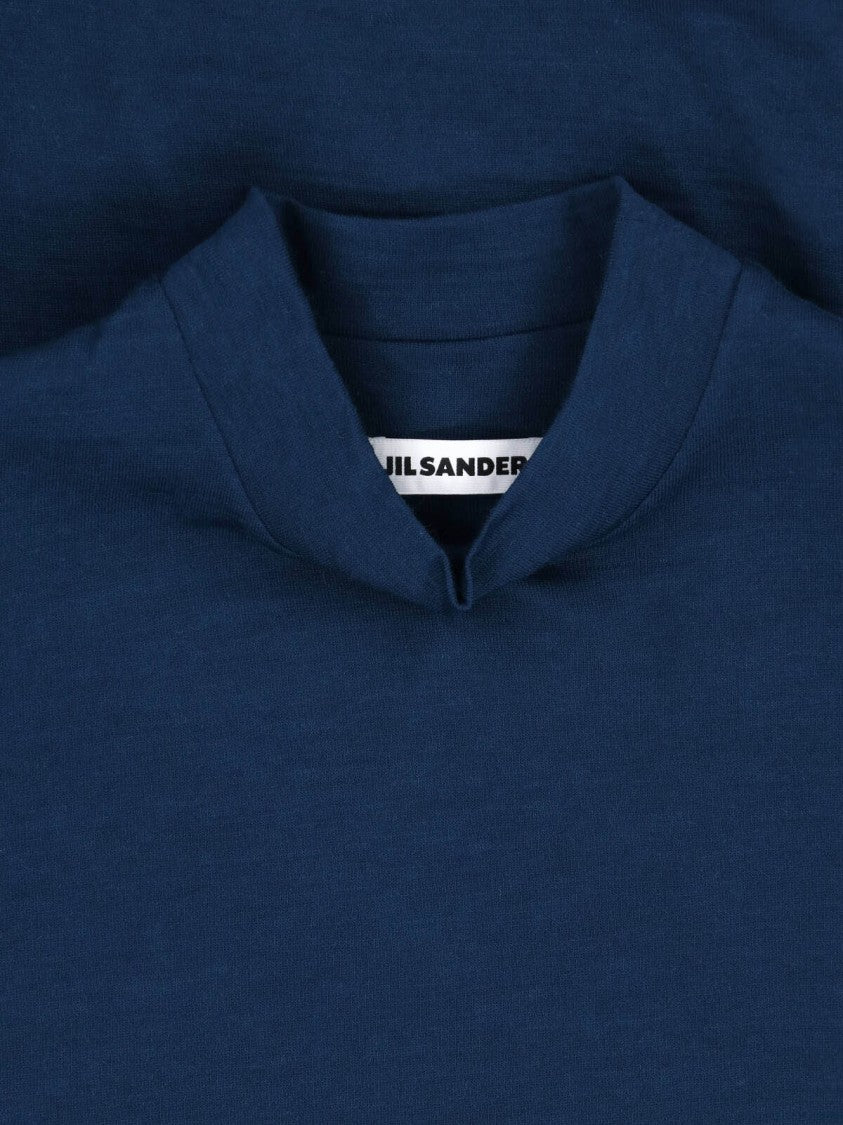 Jil Sander Blue Stand-Collar Wool-Blend Sweater