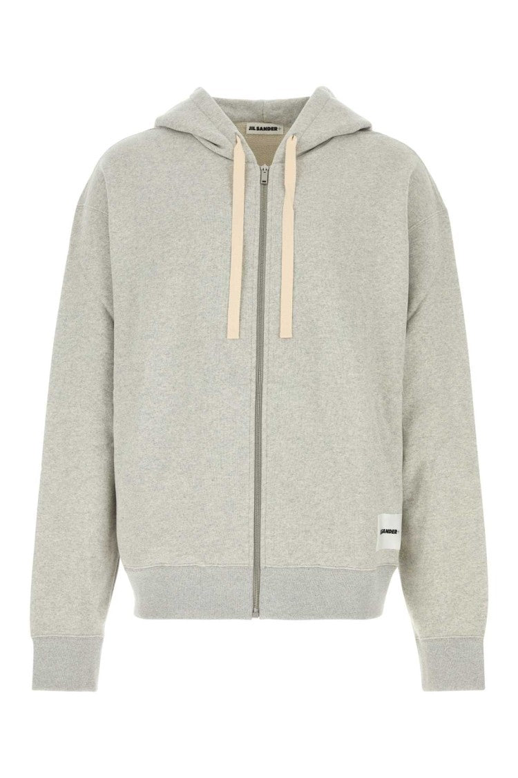 Jil Sander Melange Grey Cotton Sweatshirt