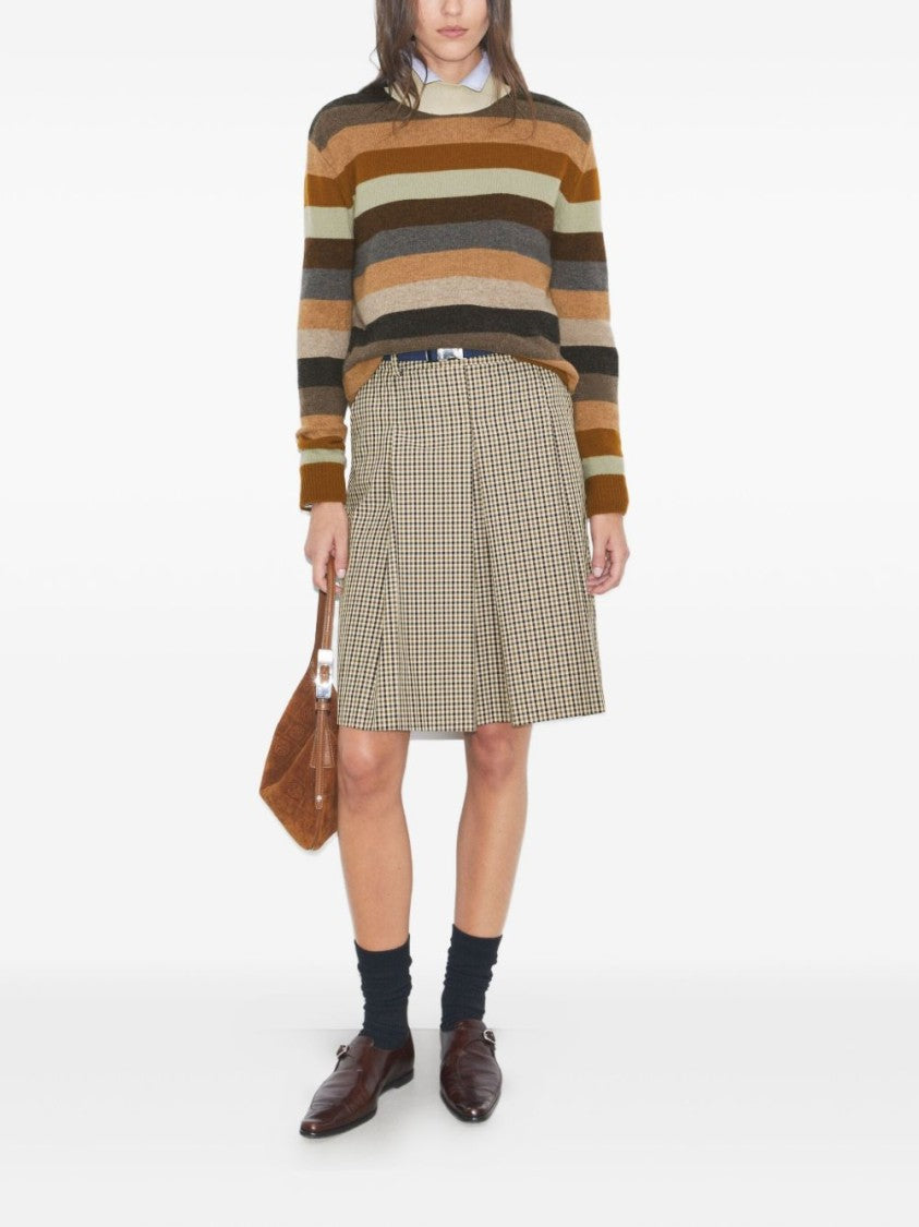 Tory Burch Striped High Neck Sweater With Ribbed Details