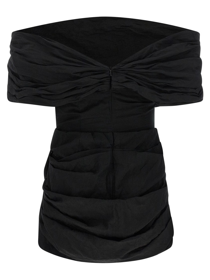 Magda Butrym Off-The-Shoulder Mini Dress With Oversized Collar And Sculptural Draping