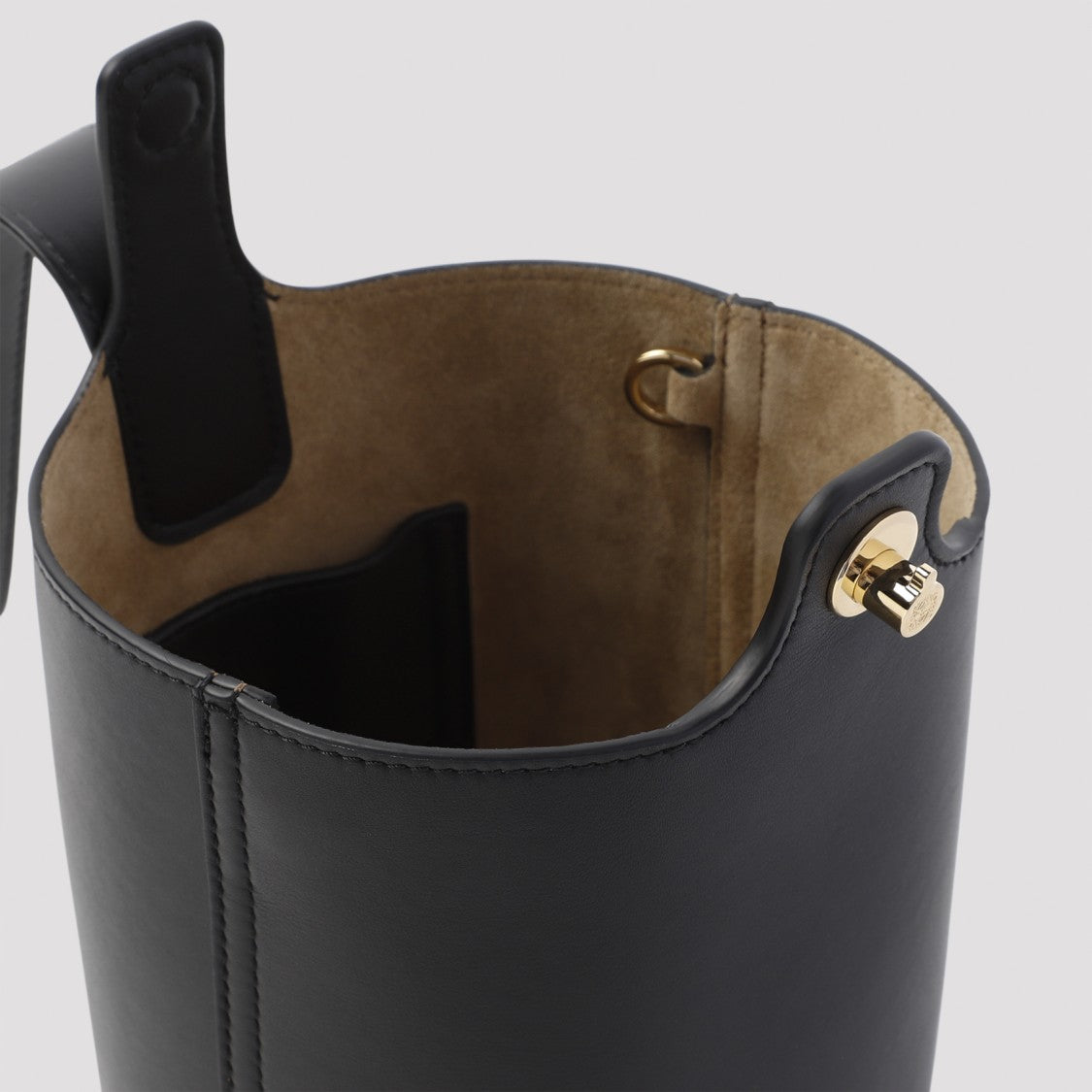 Loewe Structured Black Calf Leather Shoulder Bag With Gold-Tone Closure