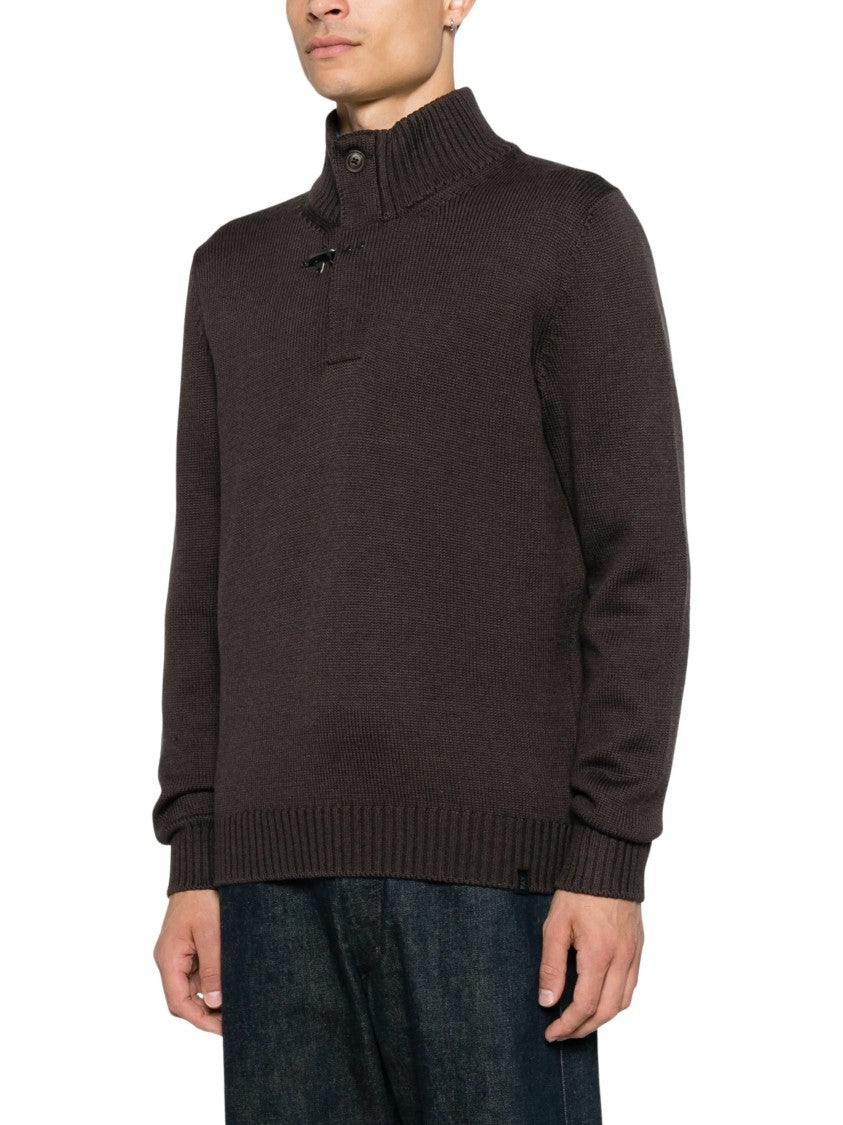 Fay Elbow-Patch High Collar Sweater