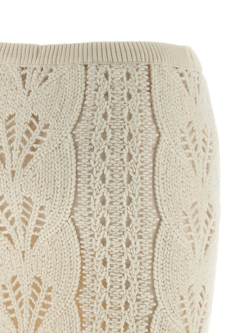 Ermanno Scervino Longuette Tricot Wool Skirt With Tulle Lining
